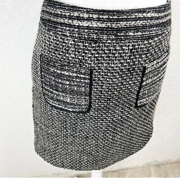 NWT-Loft Black Grey Tweed Pockets Zipper Pencil Skirt- Petite 0P - Picture 6 of 10